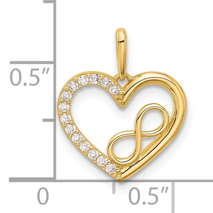 14k Polished CZ Heart w/Infinity Pendant