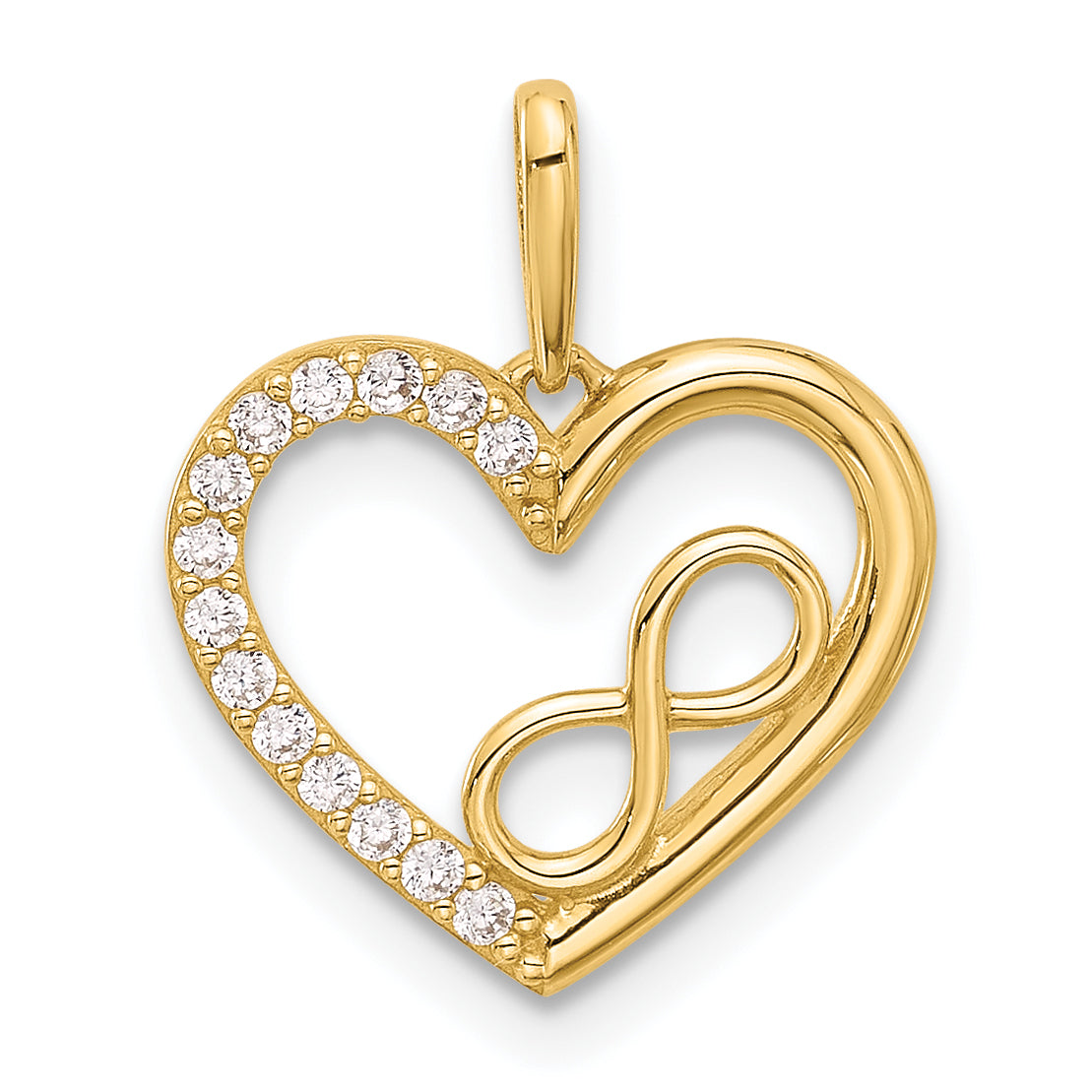 14k Polished CZ Heart w/Infinity Pendant