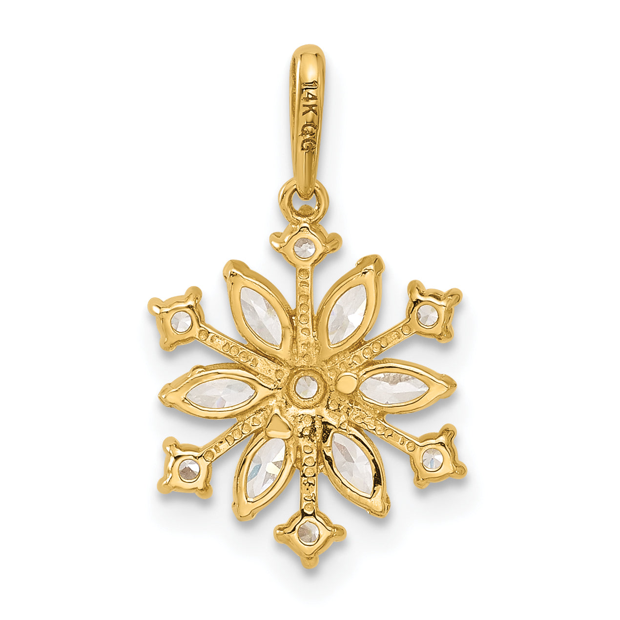 14k Polished CZ Snowflake Pendant