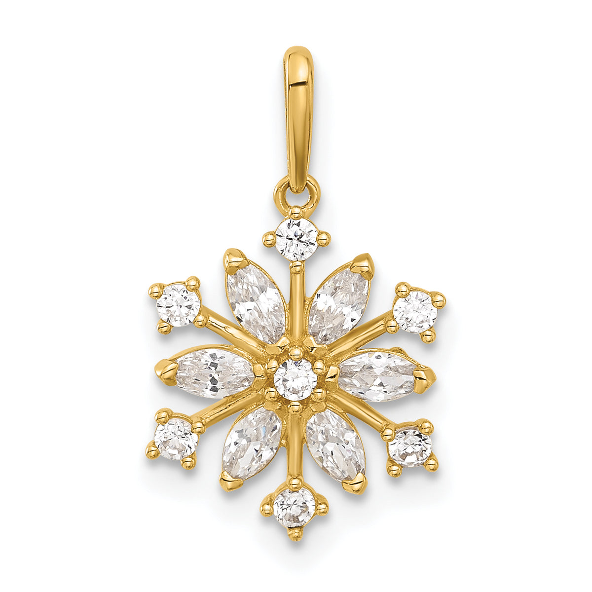 14k Polished CZ Snowflake Pendant