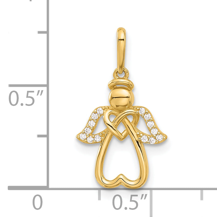 14k Polished CZ Angel Pendant