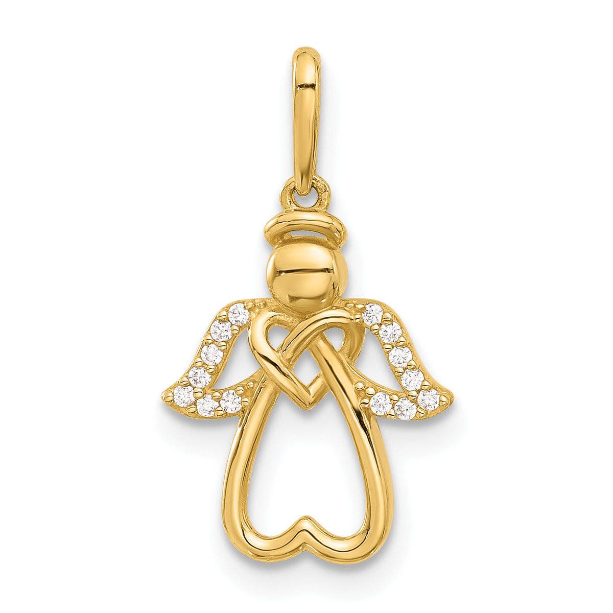 14k Polished CZ Angel Pendant