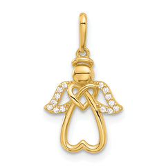 14k Polished CZ Angel Pendant