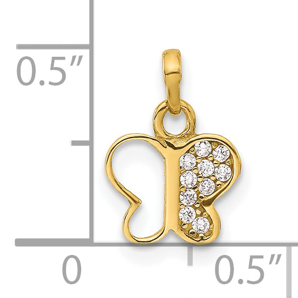 14K Polished CZ Butterfly Pendant