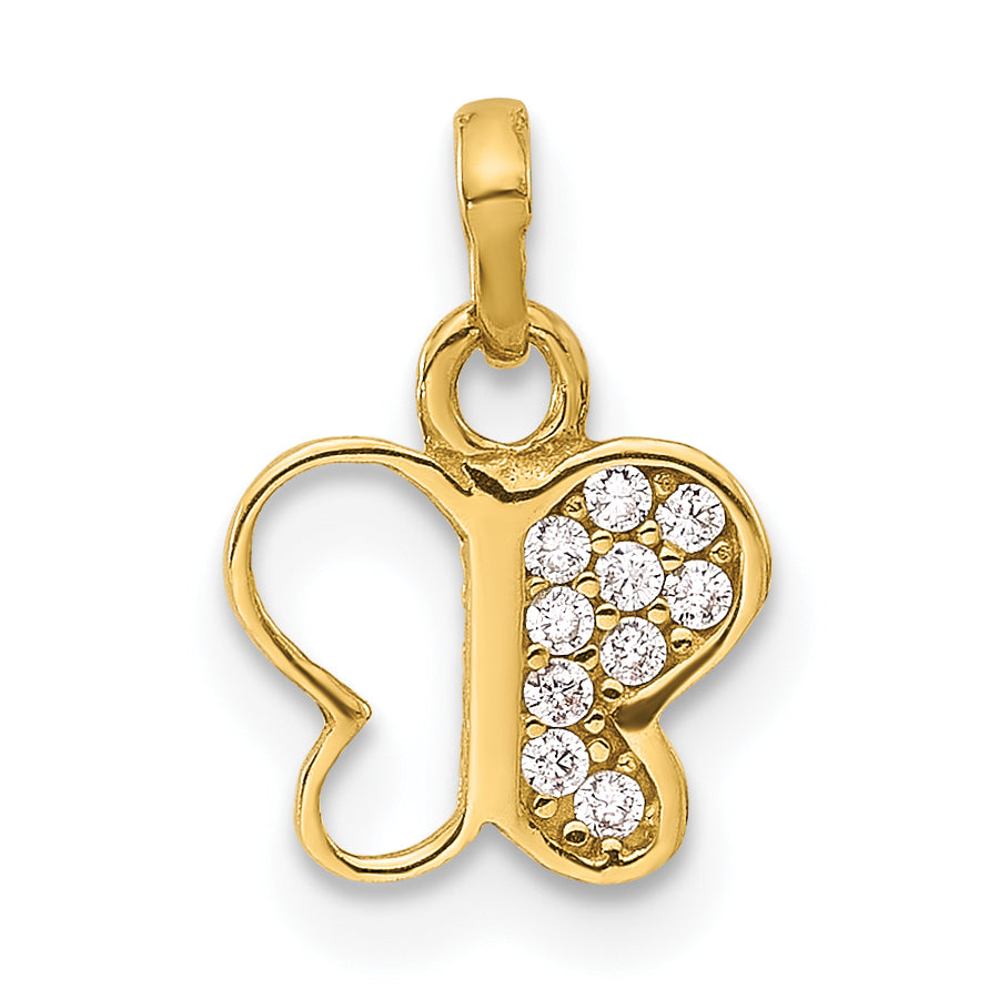 14K Polished CZ Butterfly Pendant