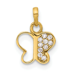 14K Polished CZ Butterfly Pendant