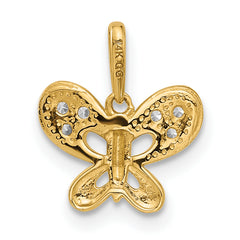 14k Polished CZ Butterfly Pendant