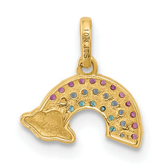 14K Polished Multi-color CZ Rainbow Pendant