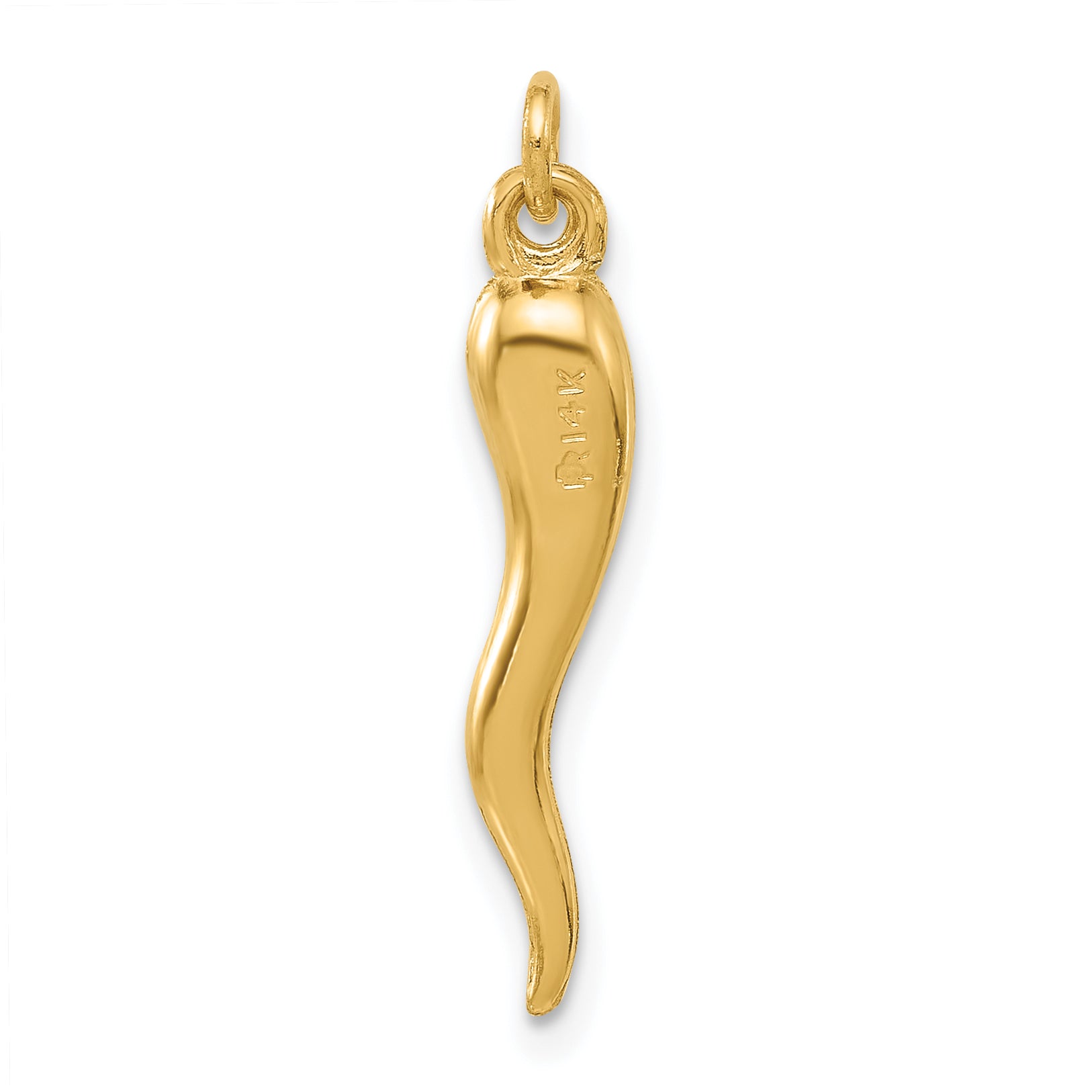 14k Polished Hollow Italian Horn Pendant