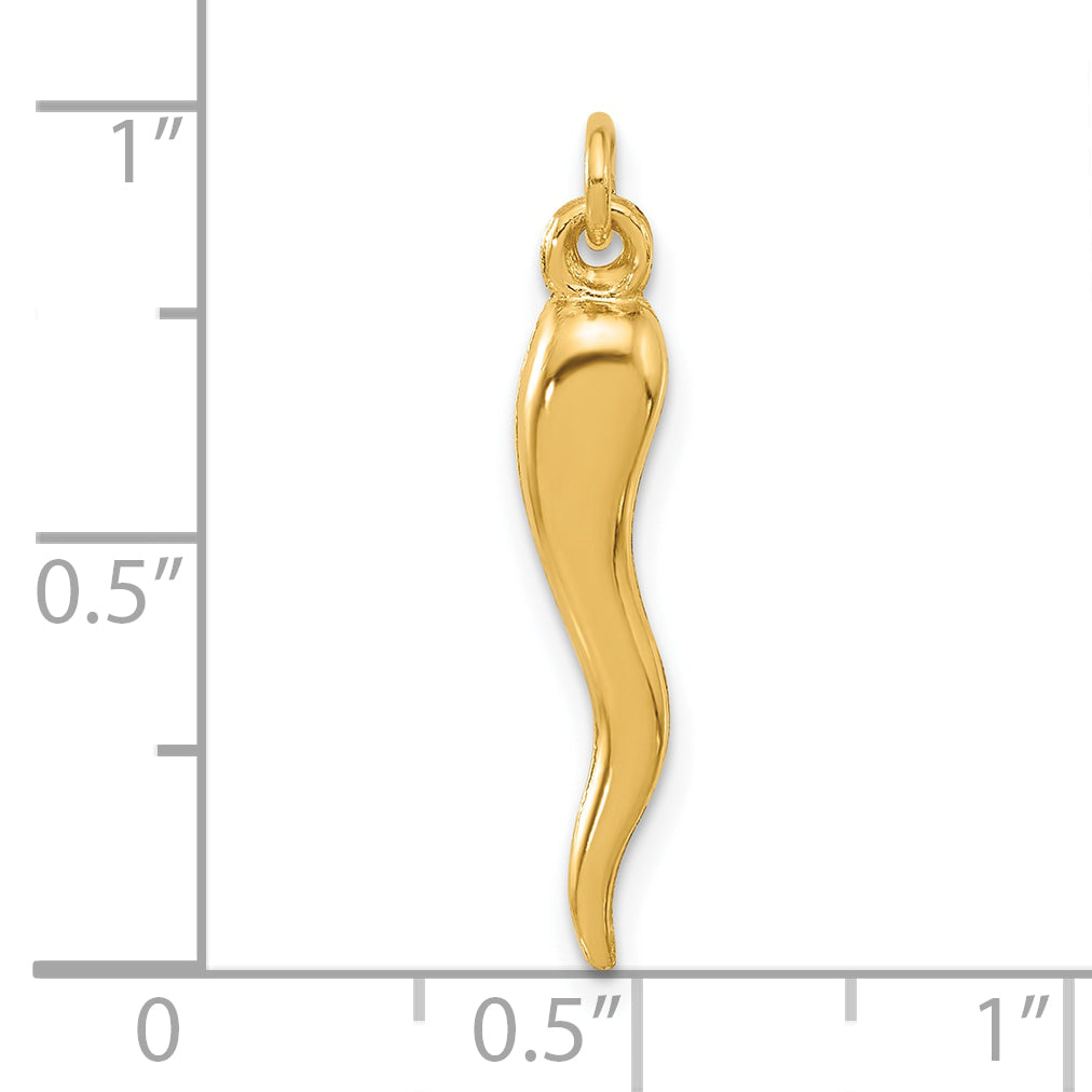 14k Polished Hollow Italian Horn Pendant