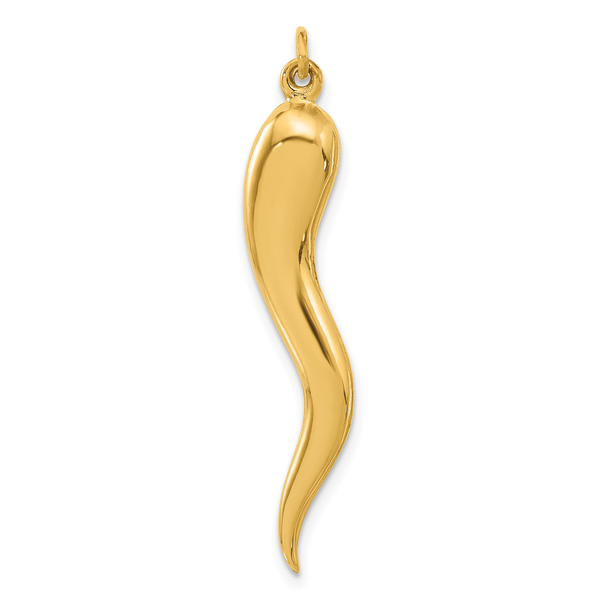 14k Polished Hollow Italian Horn Pendant