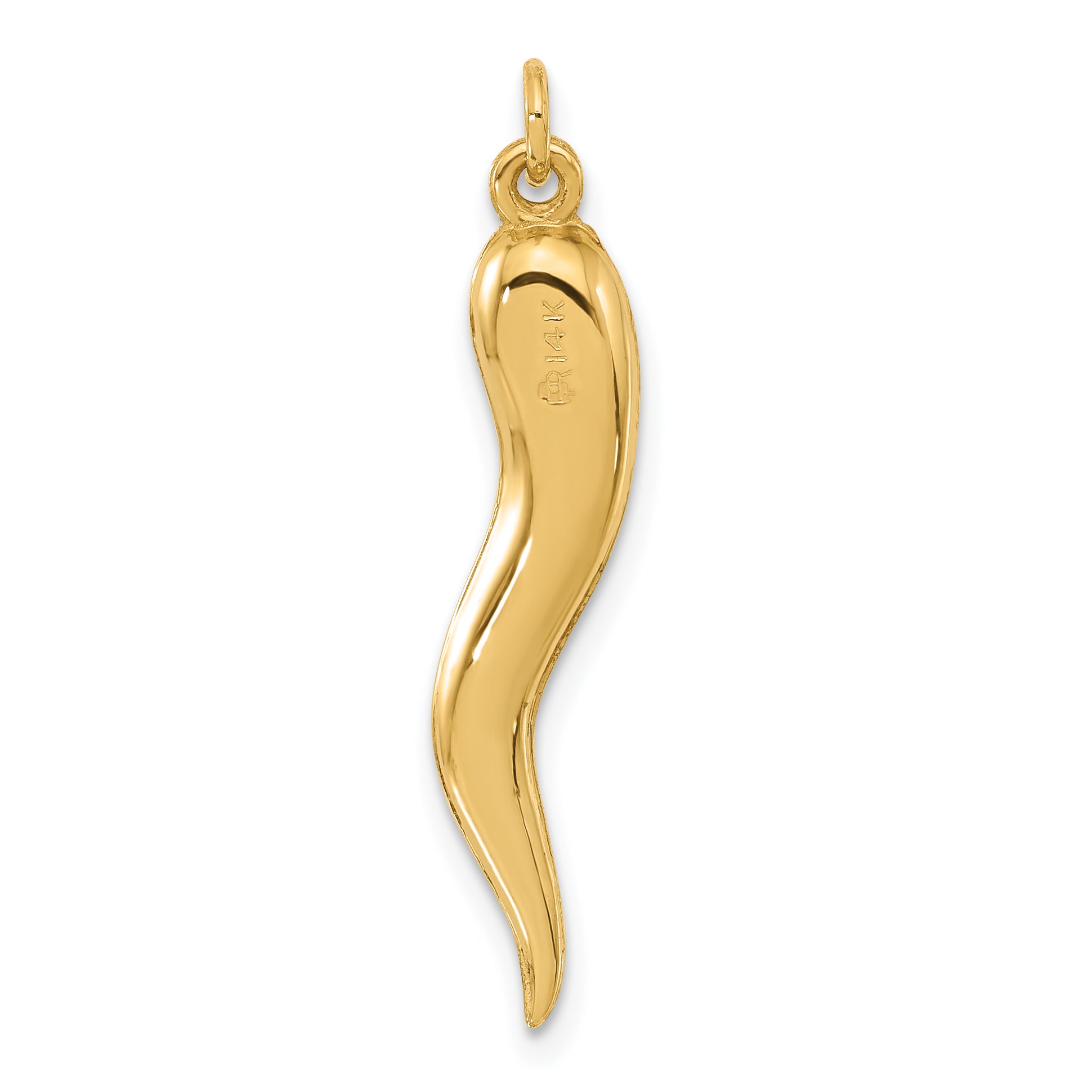 14k Polished Hollow Italian Horn Pendant