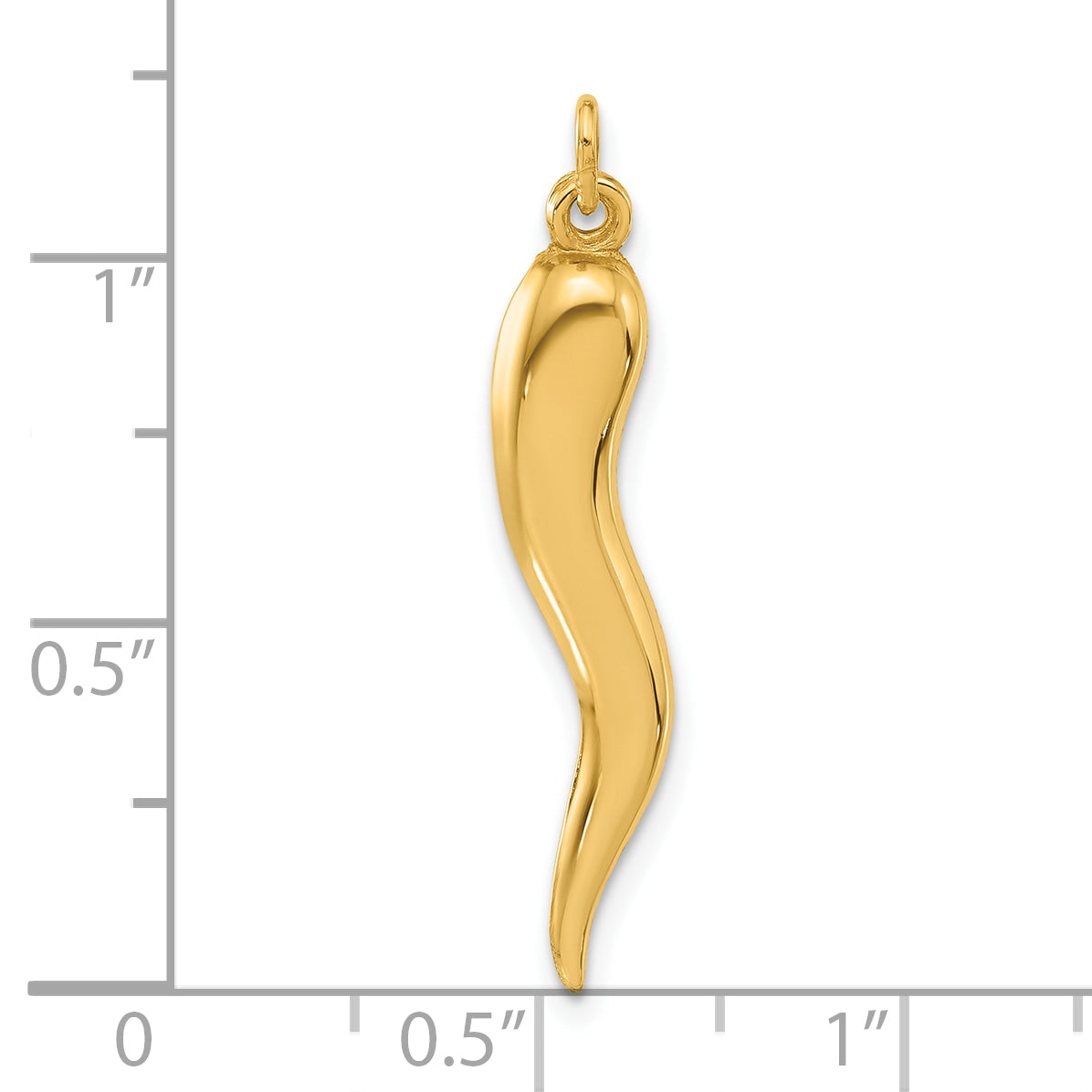 14k Polished Hollow Italian Horn Pendant