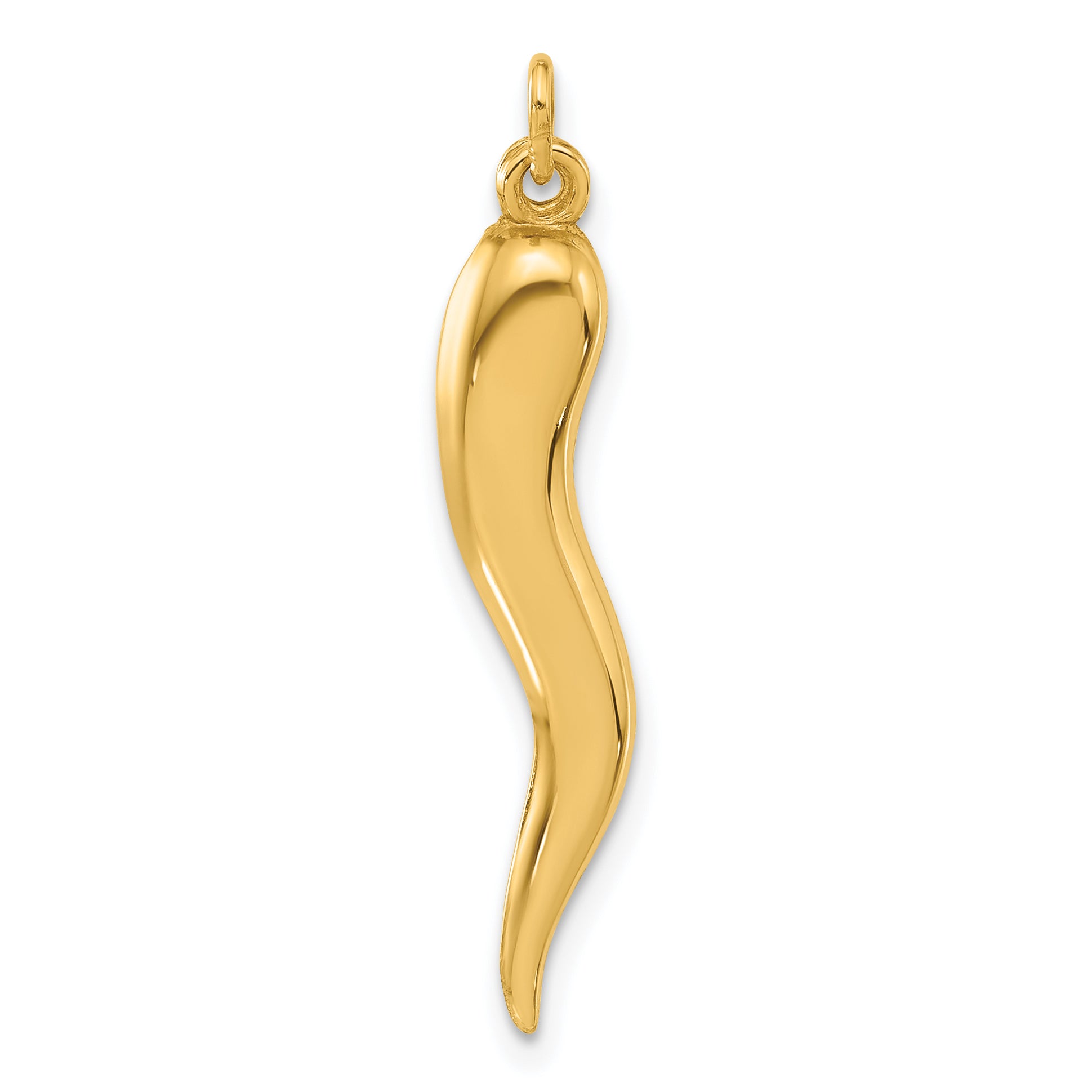 14k Polished Hollow Italian Horn Pendant