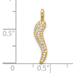 14k Polished CZ Small Italian Horn Pendant