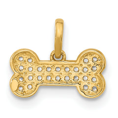 14K Polished CZ Dog Bone Pendant