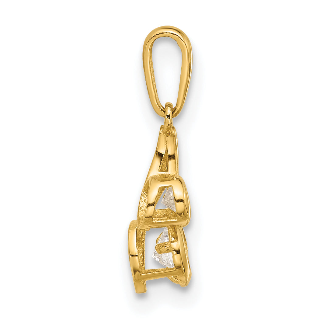 14K Polished CZ Music Note Pendant