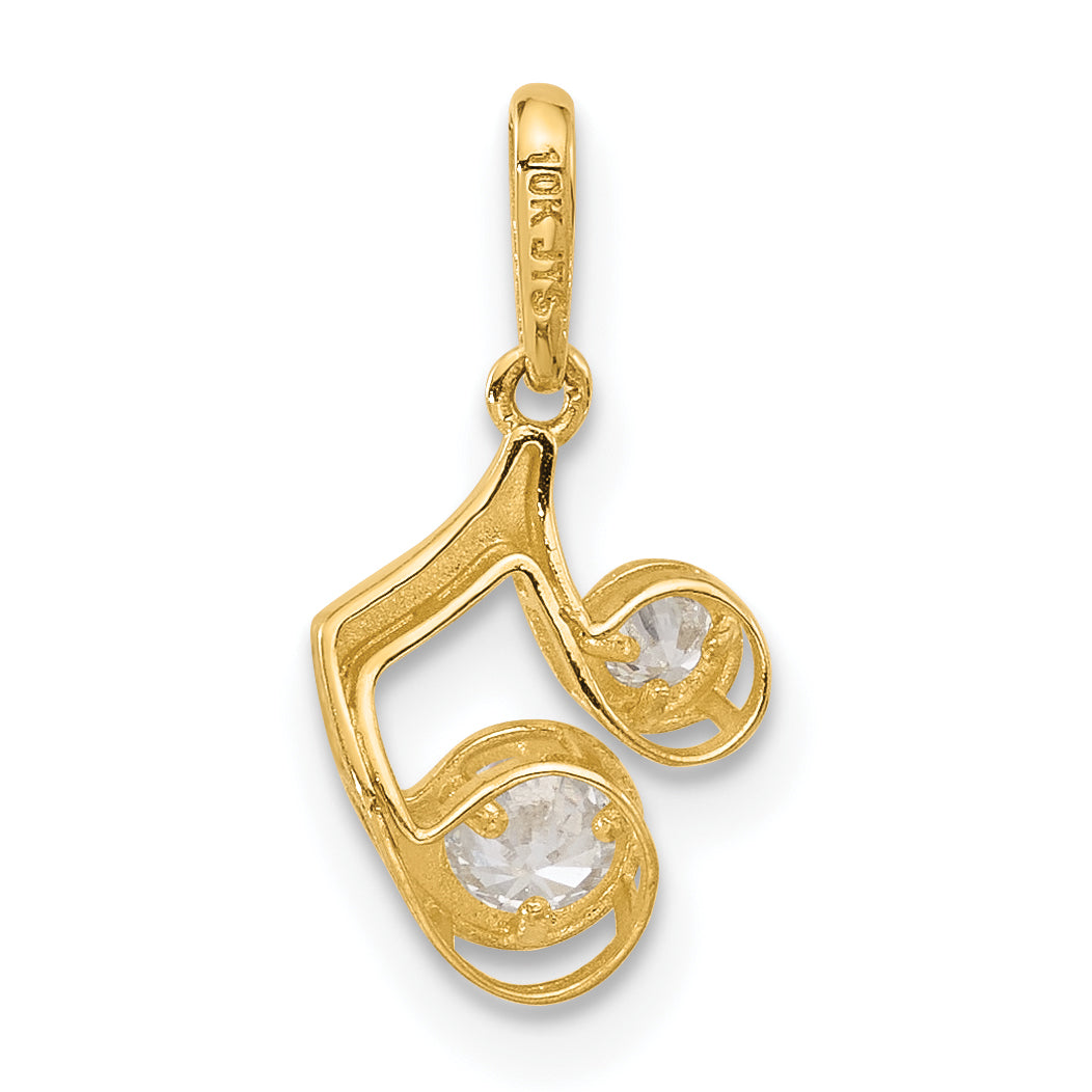 14K Polished CZ Music Note Pendant