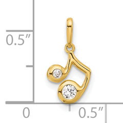 14K Polished CZ Music Note Pendant