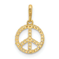 14k Polished CZ Peace Sign Pendant