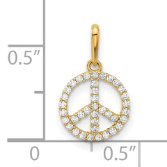 14k Polished CZ Peace Sign Pendant