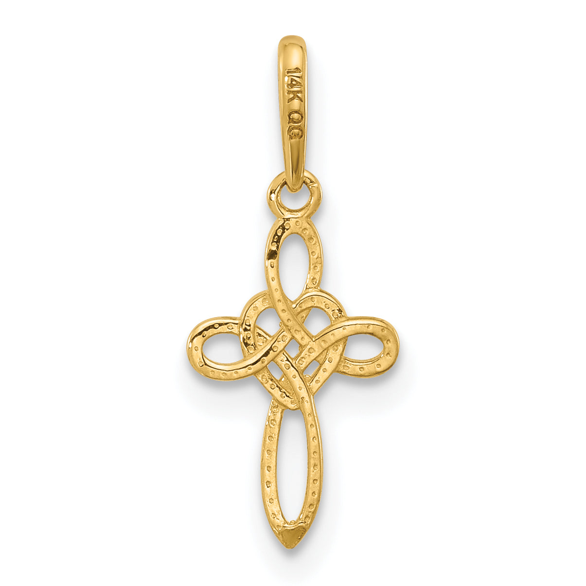 14k Polished Heart Celtic Cross Pendant