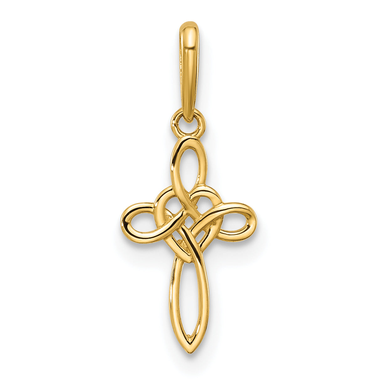 14k Polished Heart Celtic Cross Pendant