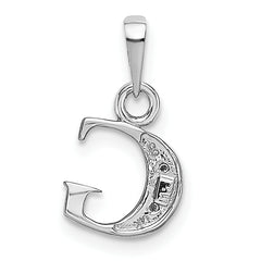 14K White Gold Polished .01ct Diamond Initial G Charm