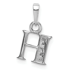 14K White Gold Polished .01ct Diamond Initial H Charm