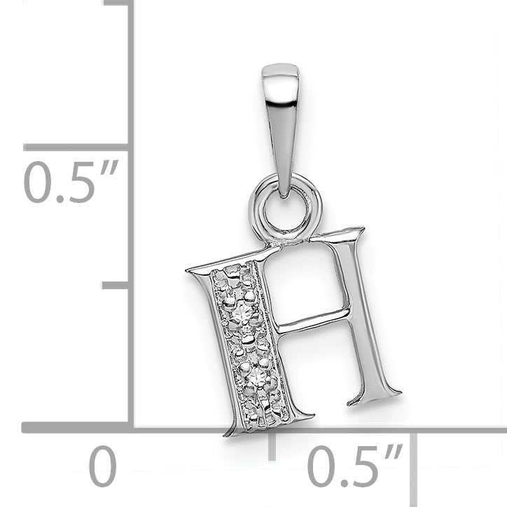 14K White Gold Polished .01ct Diamond Initial H Charm