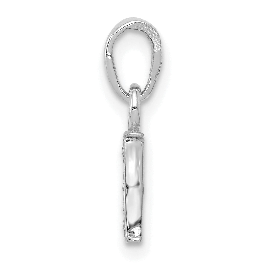 14K White Gold Polished .01ct Diamond Initial I Charm