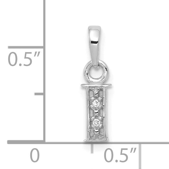 14K White Gold Polished .01ct Diamond Initial I Charm