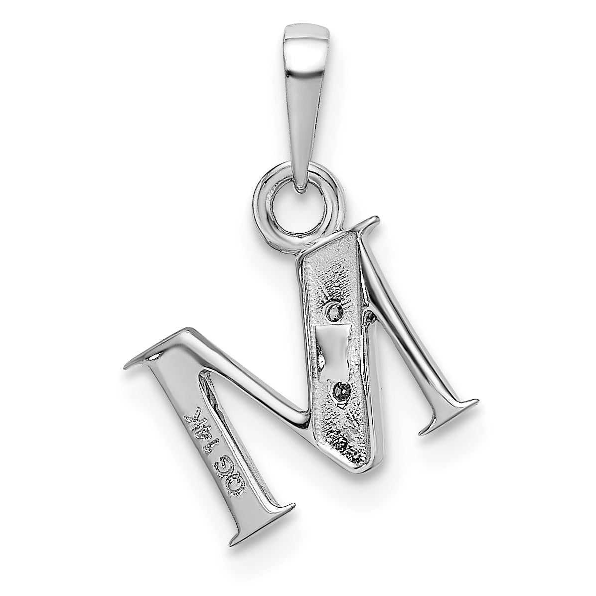 14K White Gold Polished .01ct Diamond Initial M Charm