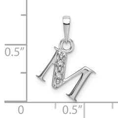 14K White Gold Polished .01ct Diamond Initial M Charm