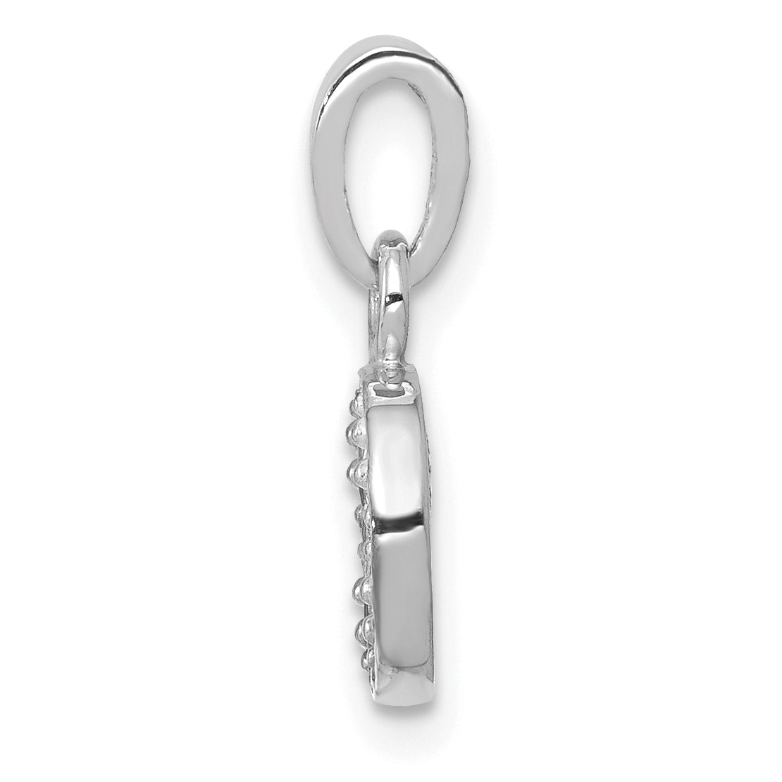 14K White Gold Polished .01ct Diamond Initial O Charm