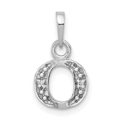 14KW Rhodium-plated Diamond Letter O Initial Pendant