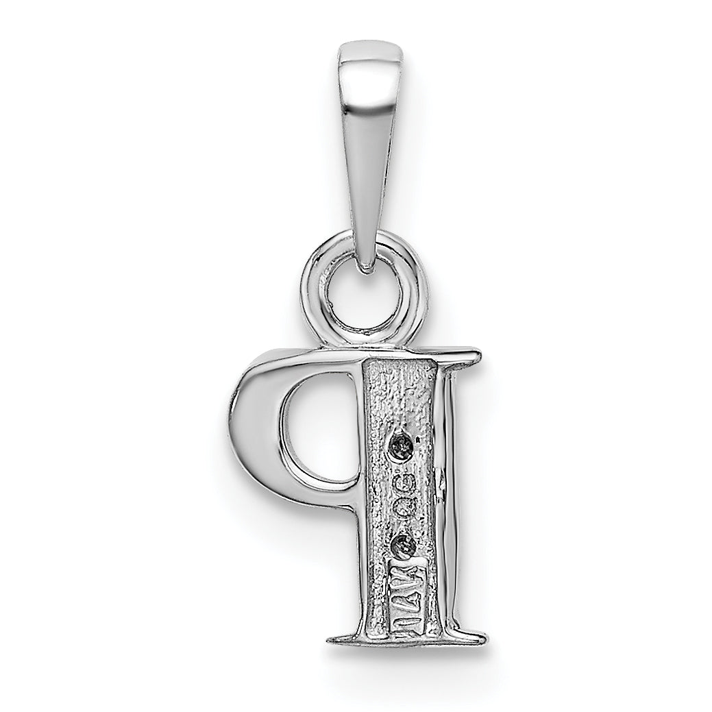 14K White Gold Polished .01ct Diamond Initial P Charm