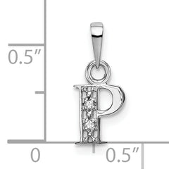 14K White Gold Polished .01ct Diamond Initial P Charm