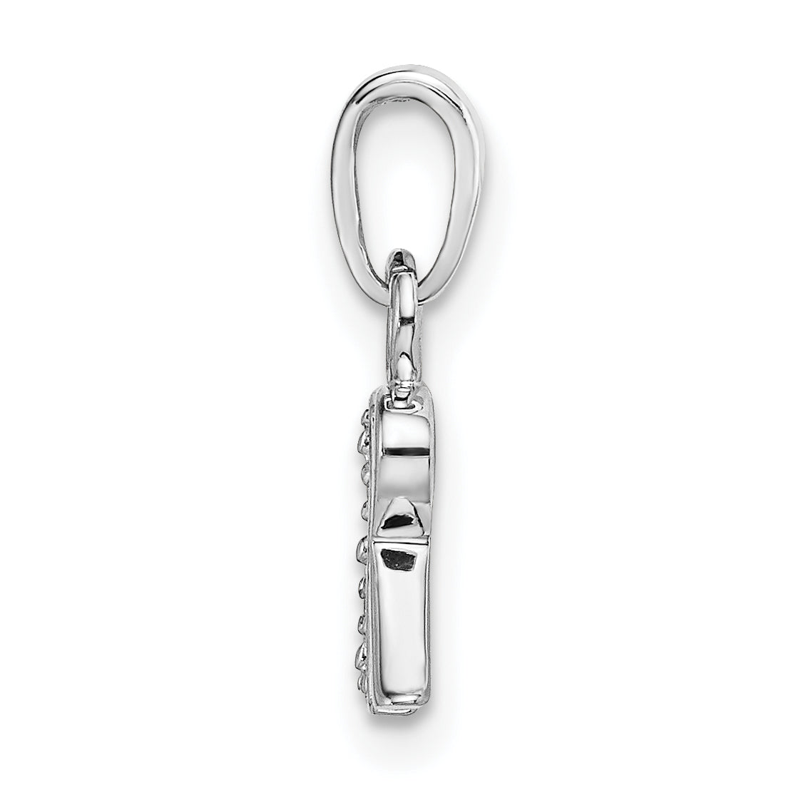 14K White Gold Polished .01ct Diamond Initial R Charm