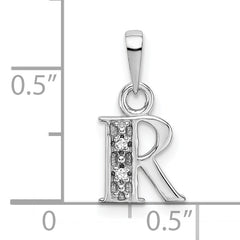 14K White Gold Polished .01ct Diamond Initial R Charm