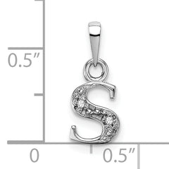 14K White Gold Polished .01ct Diamond Initial S Charm