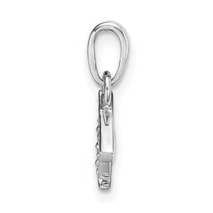 14K White Gold Polished .01ct Diamond Initial T Charm