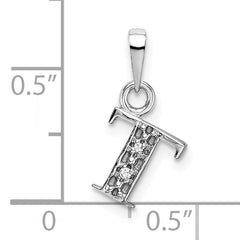 14K White Gold Polished .01ct Diamond Initial T Charm