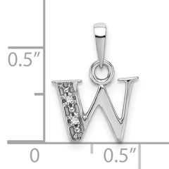 14K White Gold Polished .01ct Diamond Initial W Charm