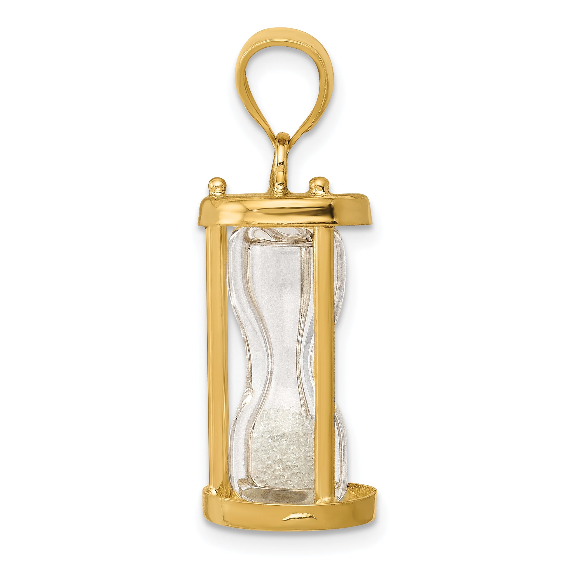 14k Polished 3-D Plastic Hourglass w/ Beads Charm