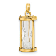 14k Polished 3-D Plastic Hourglass w/ Beads Charm