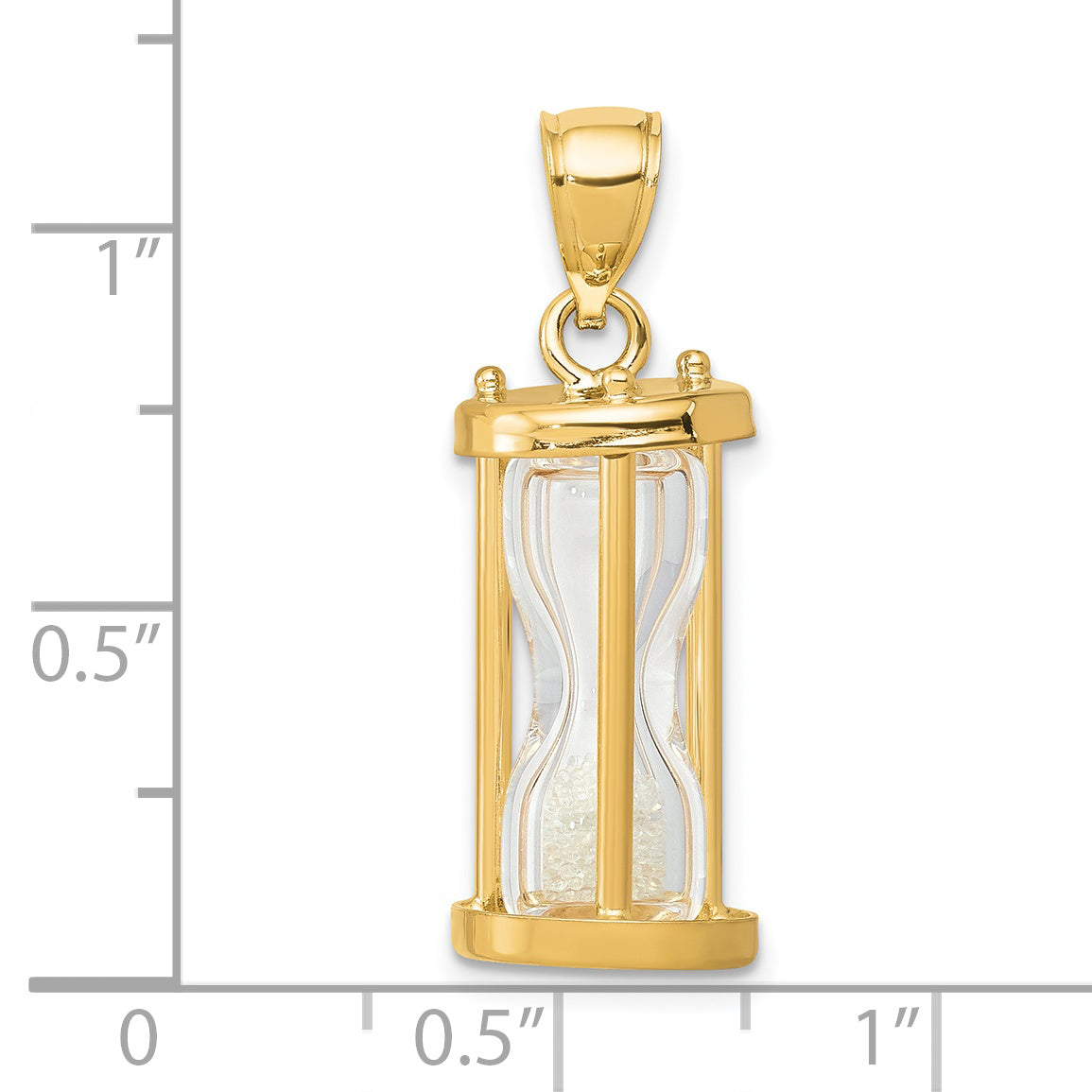 14k Polished 3-D Plastic Hourglass w/ Beads Charm