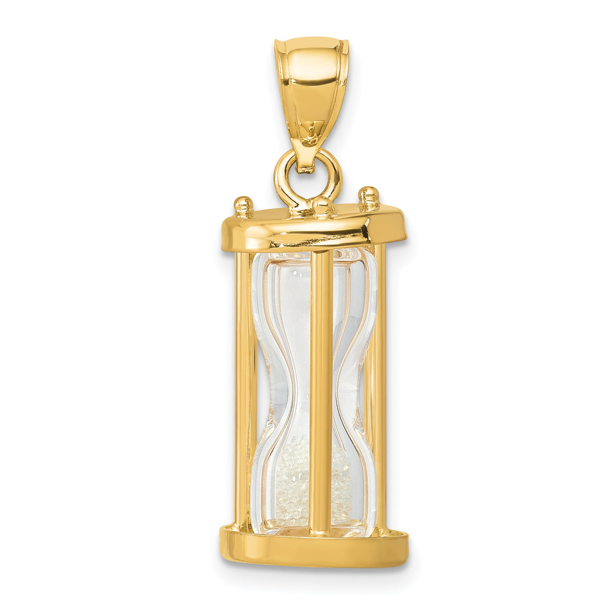 14k Polished 3-D Plastic Hourglass w/ Beads Charm