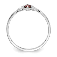 14K White Gold Garnet Birthstone Heart Ring