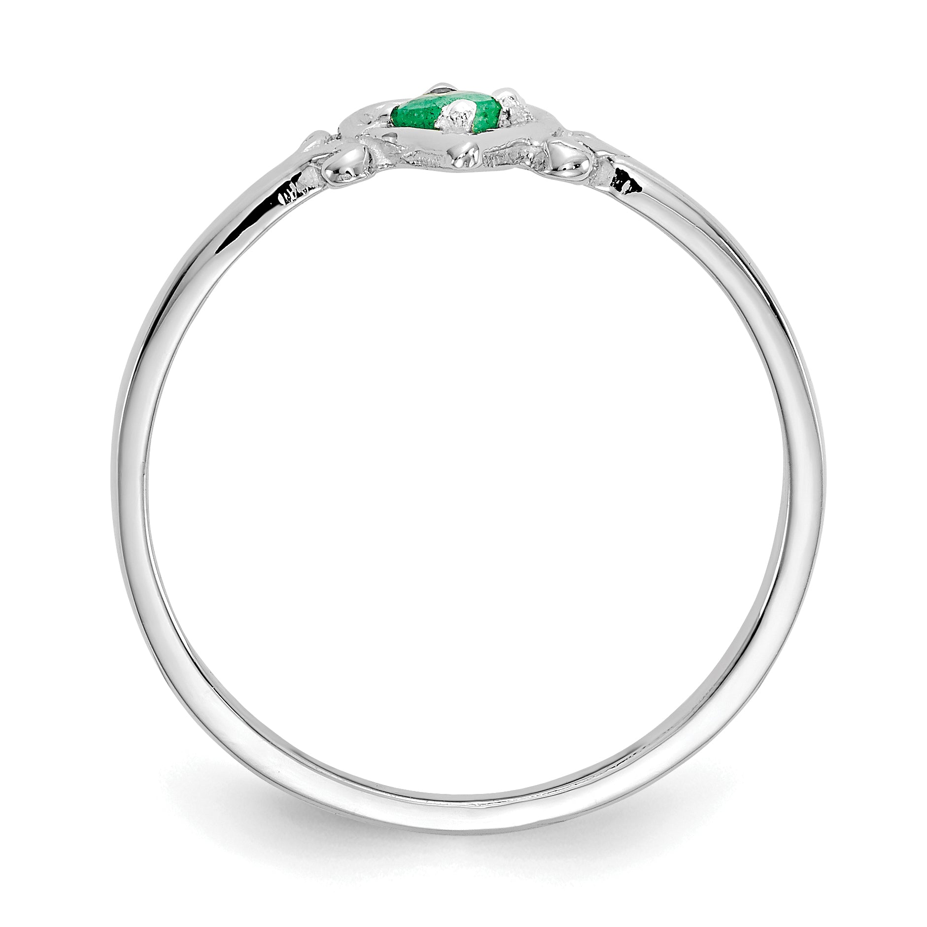 14K White Gold Emerald Birthstone Heart Ring